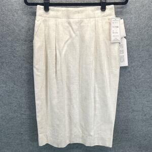 Vintage Carlisle 100% Silk Knee-Length Pencil Skirt "Coconut" Cream/Ivory NOS